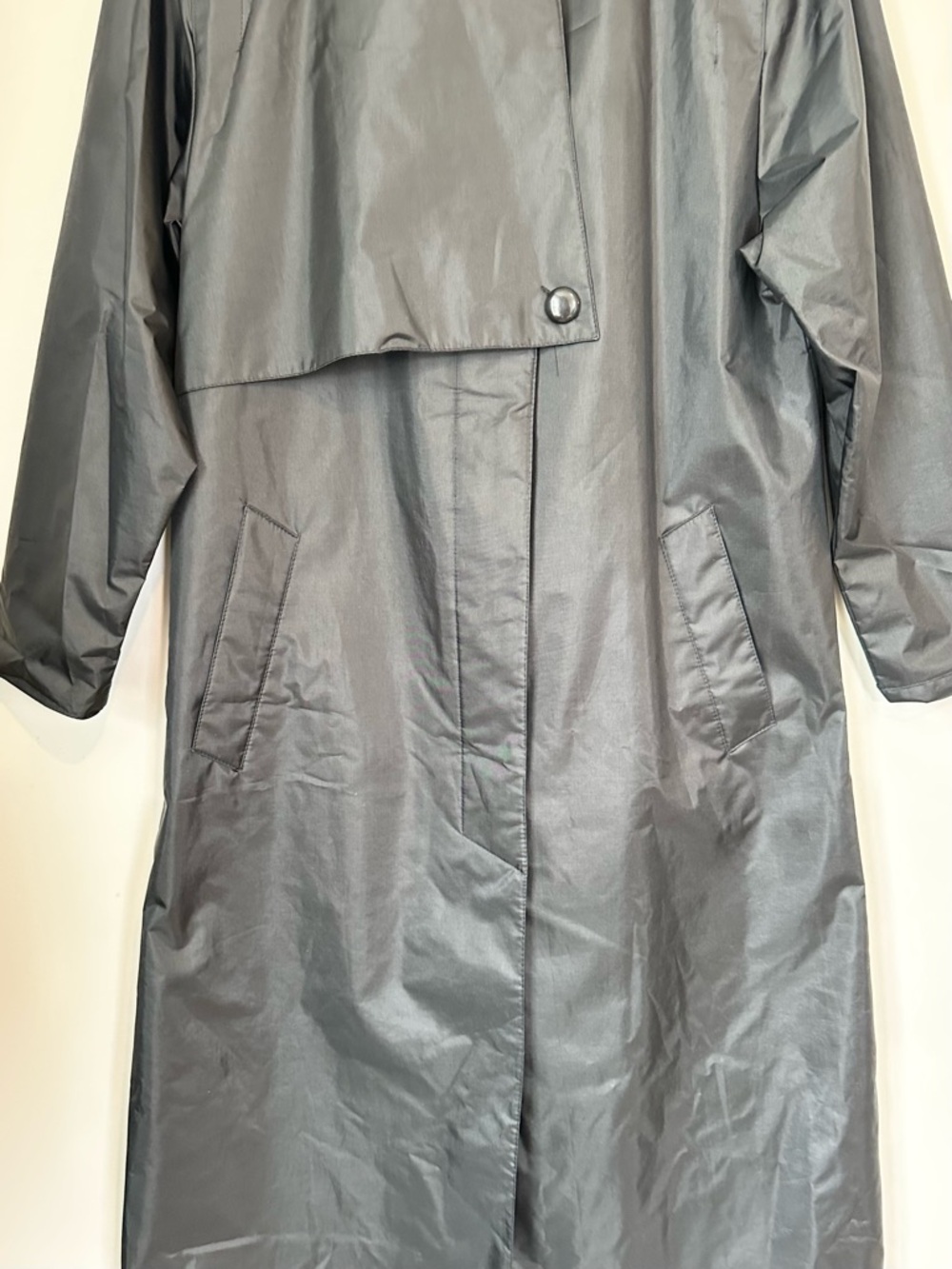 Fleet Street Classic Black Long Trench Coat - Size: 12 - Picture 4 of 9